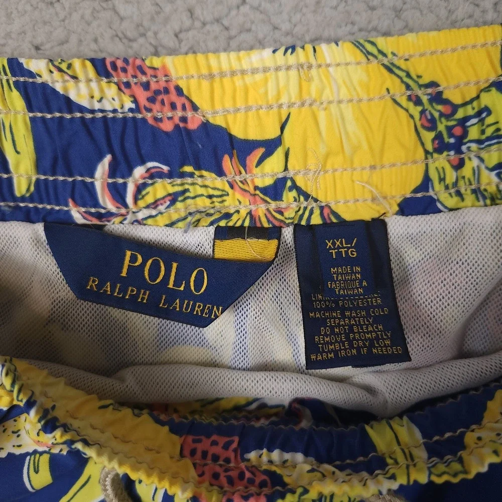 POLO Ralph Lauren Mens XXL/ 2XL‎ Yellow Hibiscus Flower Swim Trunks Bathing Suit
